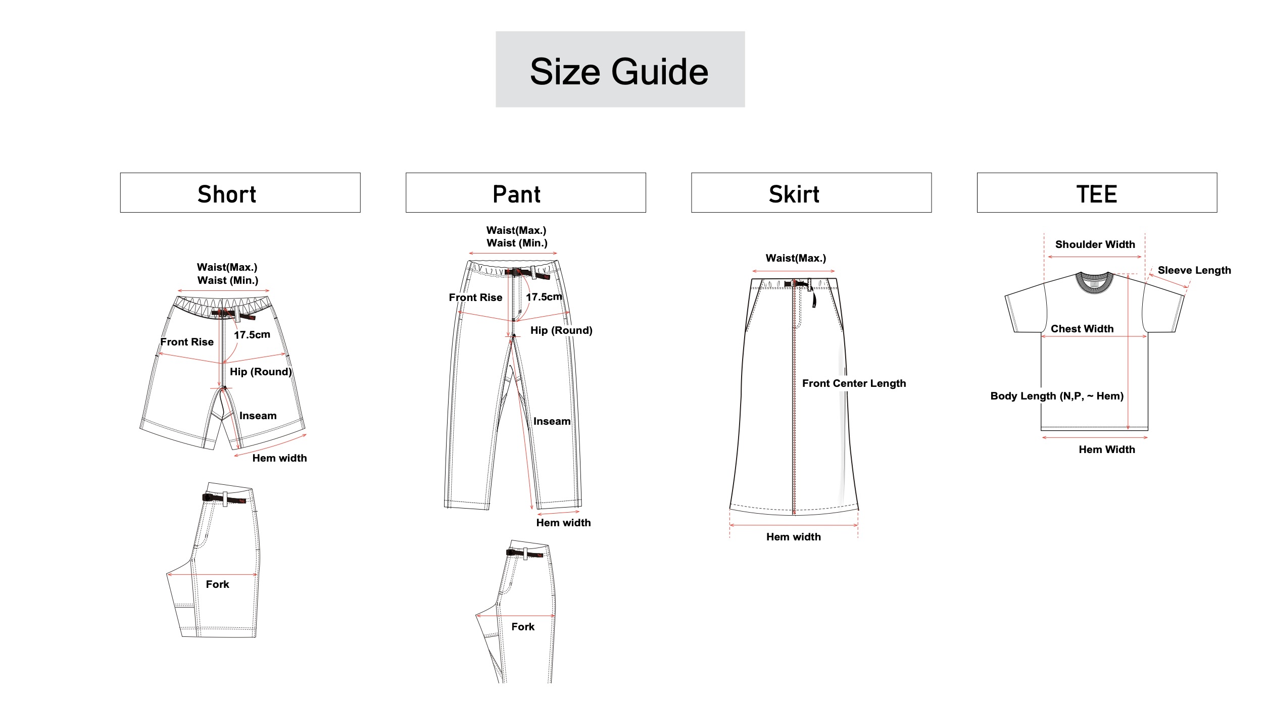 GRAMICCI | Official Global Online Store | Size Guides